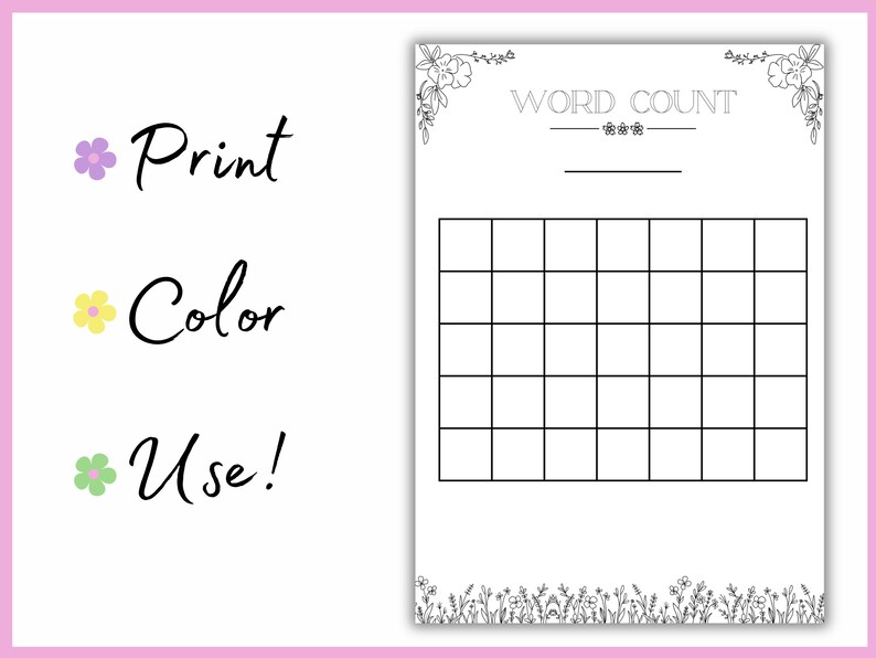 Count Step Progress Tracker Flower Customizable Flower Word Count Tracker - Etsy