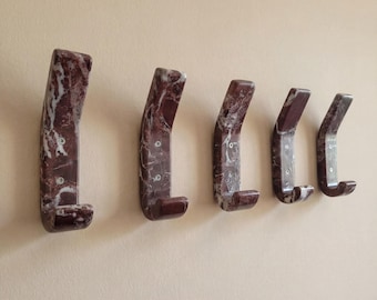 Handmade Rosso Levanto Marble Wall Hook for Keys, Jewelry & Clothes