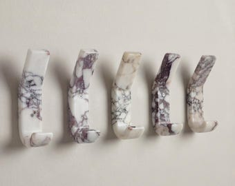 Handmade Calacatta Viola Marble Wall Hook: Key, Jewelry & Clothes Hanger
