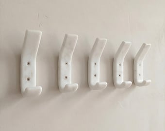 Handcrafted Afyon White Marble Wall Hook for Keys, Jewelry & Clothes