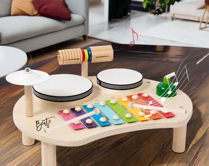 Personalized Custom Xylophone Music Drum Toy, Children's Wooden Drum Set, Baby Early Education Sensory Toy, Xylophone Drum Toy For Ages 3-12