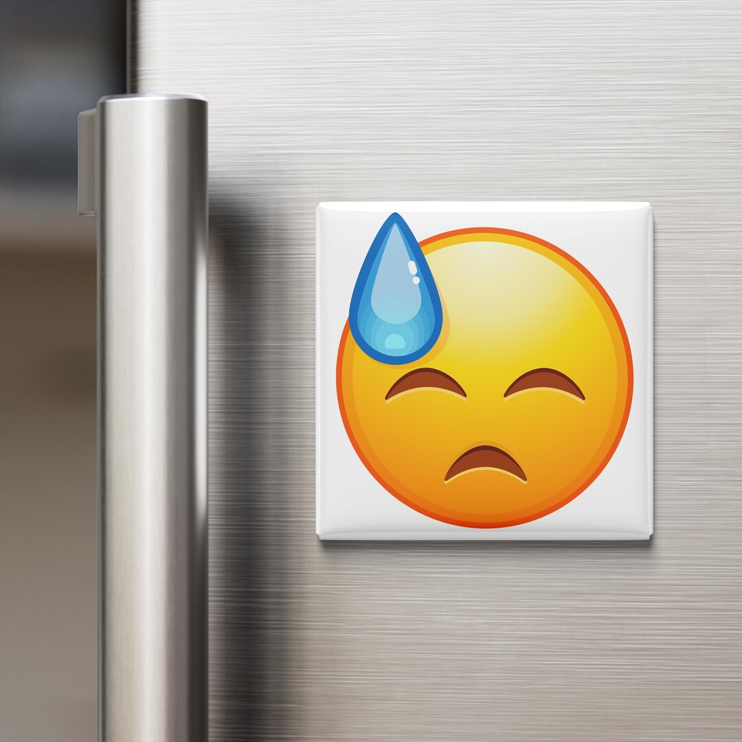 Downcast Face With Sweat Emoji Magnet | 2x2