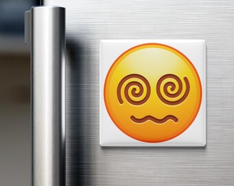 Face with Spiral Eyes Emoji Magnet - Funny Fridge Magnet, Locker Decor, Emoji Gift
