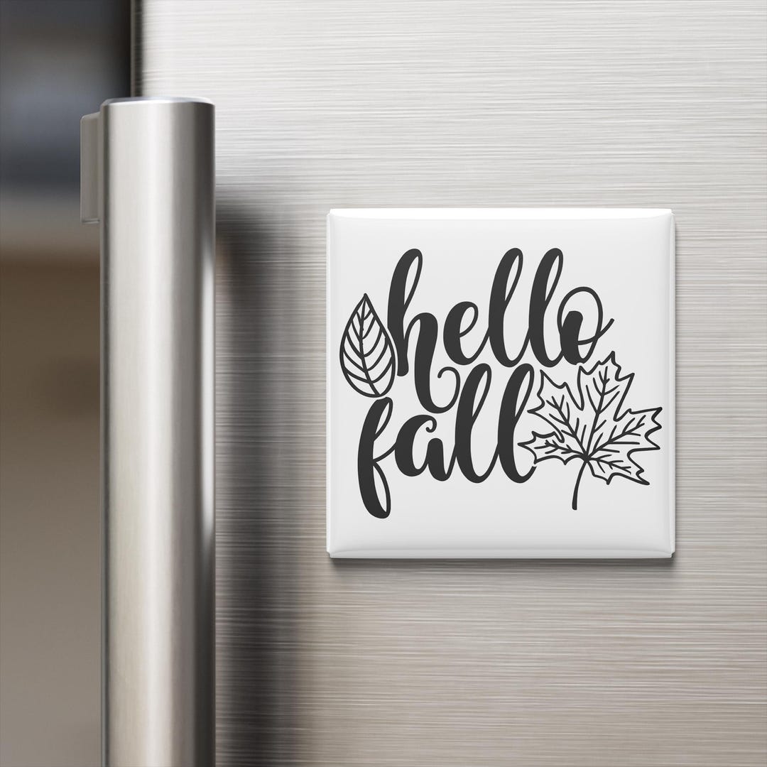 Hello Fall Magnet | 2x2" Square Fridge Magnet | Fall Decor, Autumn Gift ...