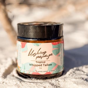 Tropical Whipped Tallow Body Butter – Natural Moisturizer for Dry Skin – Beef Tallow Cream – Non-Toxic Skincare – Clean Beauty Lotion