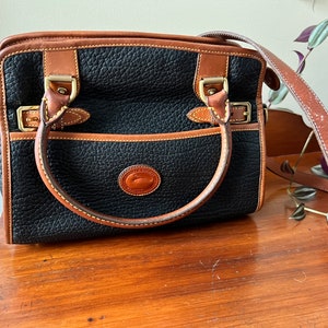 Dooney & Bourke Vintage Signature Denim Small Zip-Top Canvas Leather Bag  Purse
