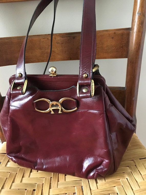 Vintage Etienne Aigner Handbag, Red Handbag, Oxblo