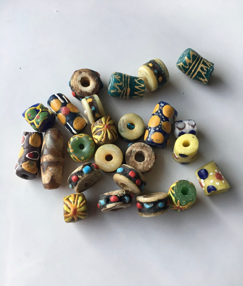 Macaroni Beads Green Glass Beads Red Glass Beads Glass Trade Beads African Glass Beads Blue Glass Beads Jewelry Supplies