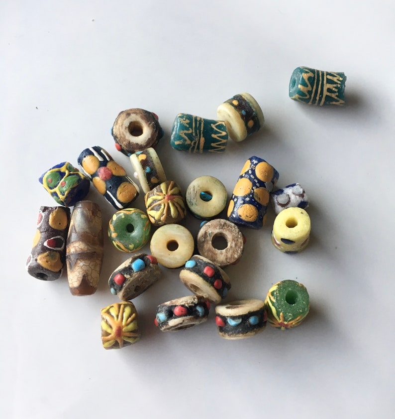 Macaroni Beads Green Glass Beads Red Glass Beads Glass Trade Beads African Glass Beads Blue Glass Beads Jewelry Supplies