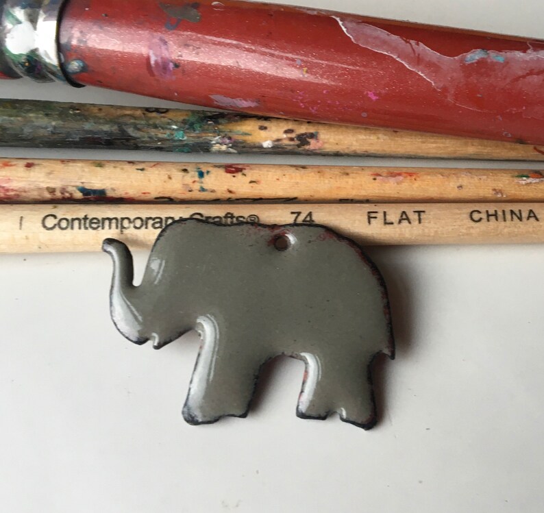 Enamel Pendant Etsy Copper Pendant Elephant Pendant Kiln Fired Enamel Elephant Gray Enamel Etsy Jewelry