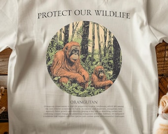 Orangutan Primate Shirt, Nature Animation Animal Sweater, Jungle Forest Lover Gift, Great Ape Art for Monkey Lovers, Nature Conservation