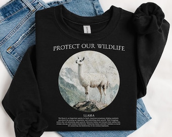 Llama Sweater, Alpaca Gift for Llama Lover, Retro Wildlife Animals Sweater for Wildlife Biologist Gift, Vintage Wildlife Sweater Nature