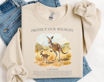 Kangaroo Sweater, Australian Gift for Kangaroo Lover, Retro Wildlife Animals Sweater for Wildlife Biologist Gift, Vintage Wildlife Sweater