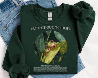 Tree Frog Sweater, Amphibian Gift for Frog Lover, Retro Wildlife Animal Sweater for Wildlife Biologist Gift, Vintage Wildlife Sweater Jungle