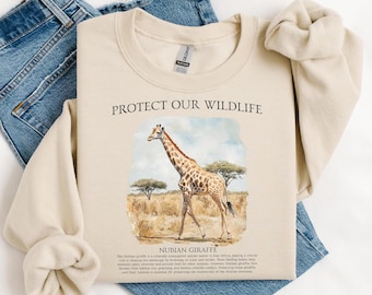 African Giraffe Sweater, Gift for Giraffe Lover, Retro Wildlife Animals Sweater for Wildlife Biologist Gift, Vintage Wildlife Sweater Safari