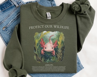 Axolotl Sweater, Axolotl Gift for Axolotl Lover, Retro Wildlife Animals Sweater for Marine Biologist Gift, Vintage Wildlife Sweater