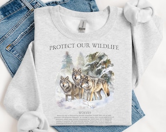 Wolf Sweater, Wolfpack Gift for Forest Ranger, Retro Wildlife Animals Sweater for Zookeeper Gift, Vintage Wildlife Sweater for Park Ranger