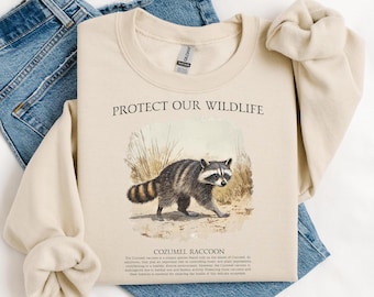 Raccoon Sweater, Trash Panda Gift for Raccoon Lover, Retro Wildlife Animals Sweater for Nature Lover Gift, Vintage Wildlife Sweater