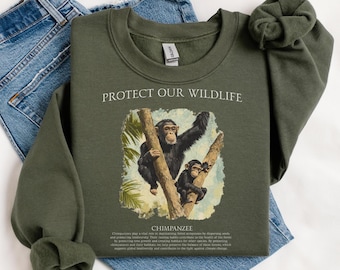 Chimpanzee Sweater, Monkey Chimpanzee Gift, Chimp Monkey Sweater, Retro Wildlife Animals Sweater, Vintage Wildlife Sweater for Monkey Lover