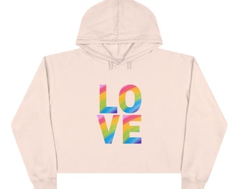 Rainbow LOVE Crop Hoodie