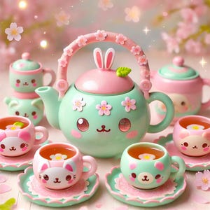 Clip Art di un grazioso set da tè Sakura