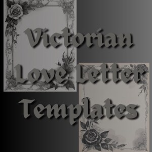 11 PDF di modelli di lettere d'amore in stile gotico vittoriano, per inviti, Halloween, San Valentino, carta intestata