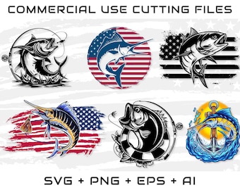 Fishing SVG Bundle: Fish Hook Clipart for Cricut, Silhouette (Digital Download)