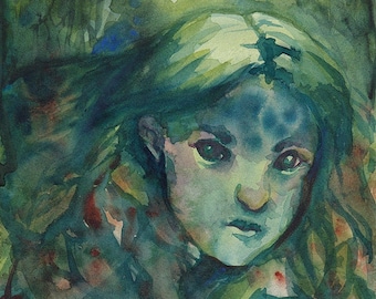 Tropic Dryad - original watercolor fantasy fairy faerie illustration