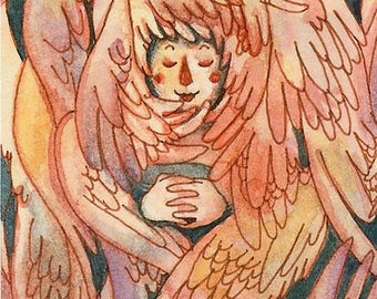 ACEO fantasy angel painting print - The Sleeper