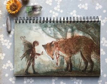 Fox and Fairy Spiral Lined Notebook - The Exchange, borderless version