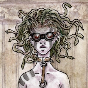 ACEO スチームパンク メデューサ 絵画プリント - Mlle. Meduse