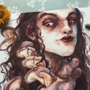 Fungus Dryad - 8x8 giclee bamboo print - dark fantasy fairy faerie art