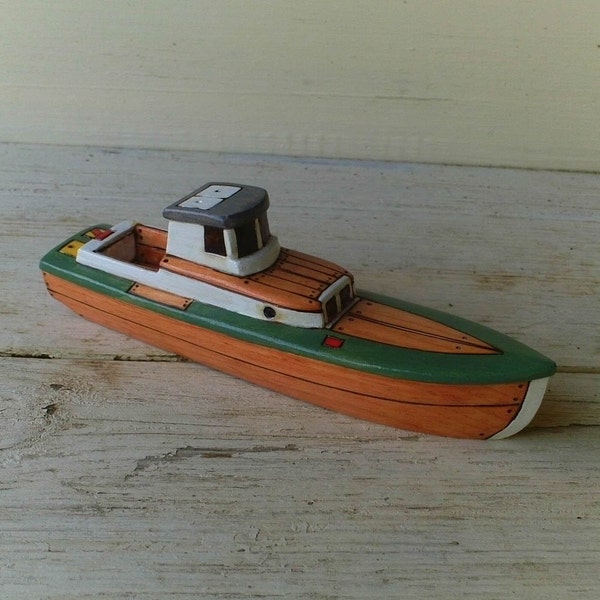 Green Express Toy Wooden Boat