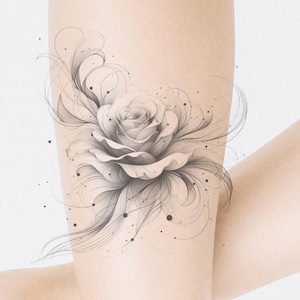 Rose Tattoo Design: Floral Woman Tattoo (PNG/JPG)