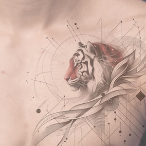 Geometric Tiger Tattoo Design: Printable Template (Instant Download)