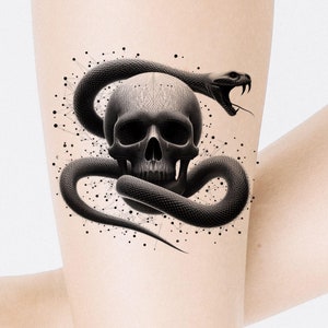 Skull & Snake Tattoo Design: Printable Template (Instant Download)