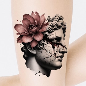 Flower Statue Tattoo Design: Greek Art Printable (Instant Download)