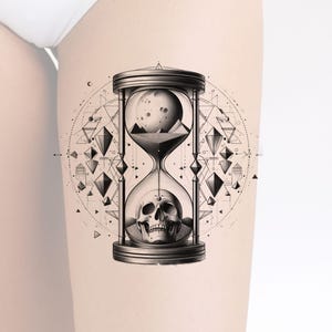 Hourglass Tattoo Design: Sandglass Clock Printable Template (Instant Download)