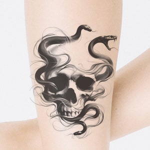 Skull & Snake Tattoo Design: Printable Template (Instant Download)
