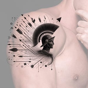 Warrior Greek Tattoo Design: Mythology Printable Template (Instant Download)