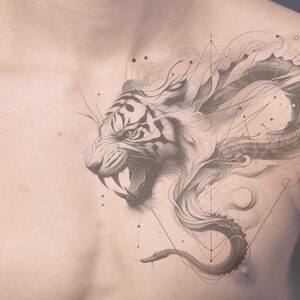 Tiger & Crocodile Tattoo Design: Printable Template (Instant Download)