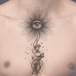 Greek Statue & Eye Tattoo Design: Printable Template (Instant Download)