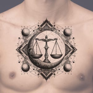 Scales of Justice Tattoo Design: Printable Stencil (Instant Download)