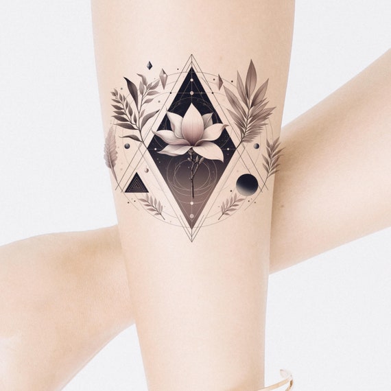 Lily Tattoo Design: Geometric Floral Printable (instant Download) - Etsy