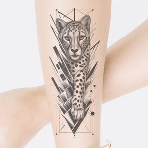 Geometric Leopard Tattoo Design: Printable Template (Instant Download)