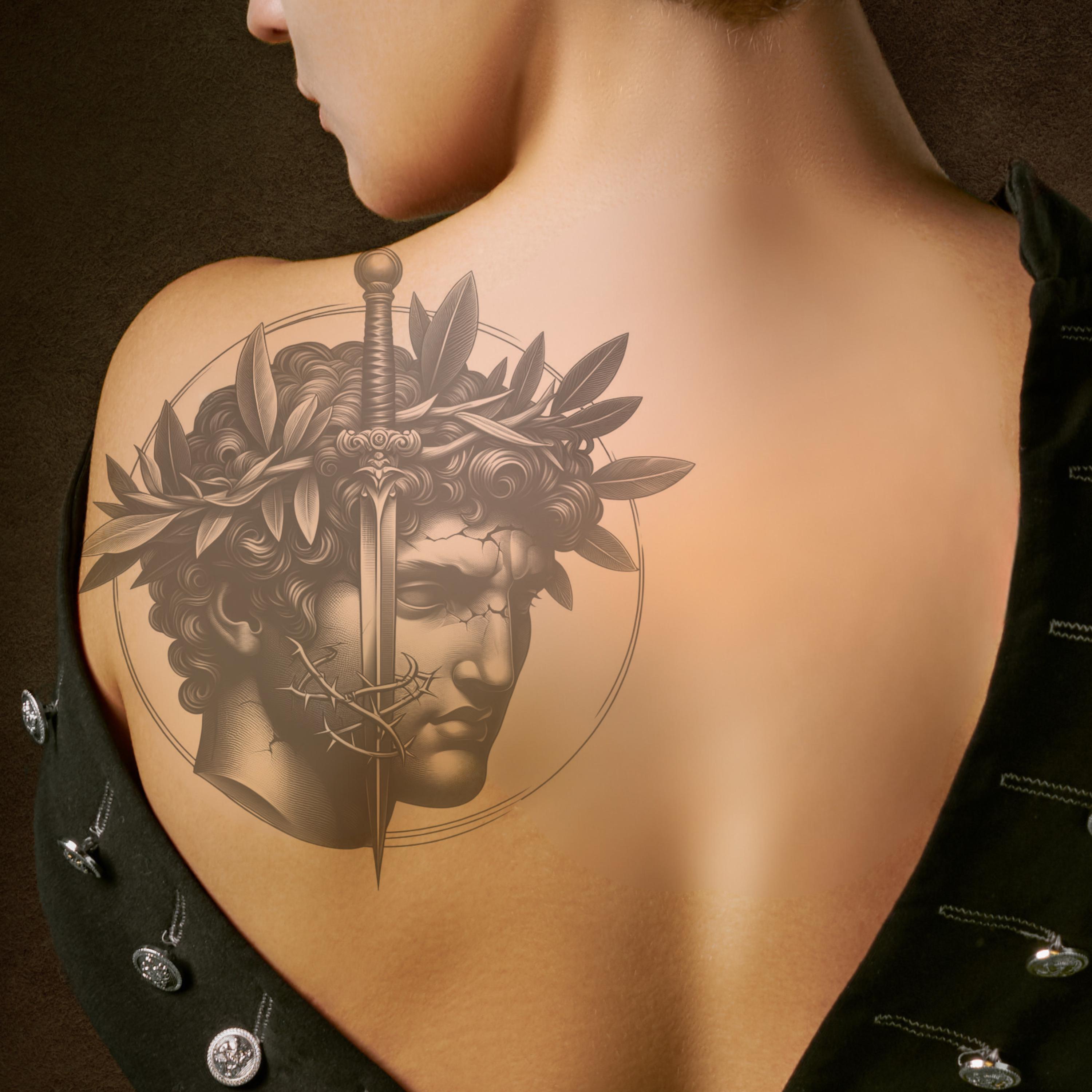 Greek Statue Tattoo Design, Mythology Tattoo (digital Download) - Etsy  Sweden, image size:3000x3000