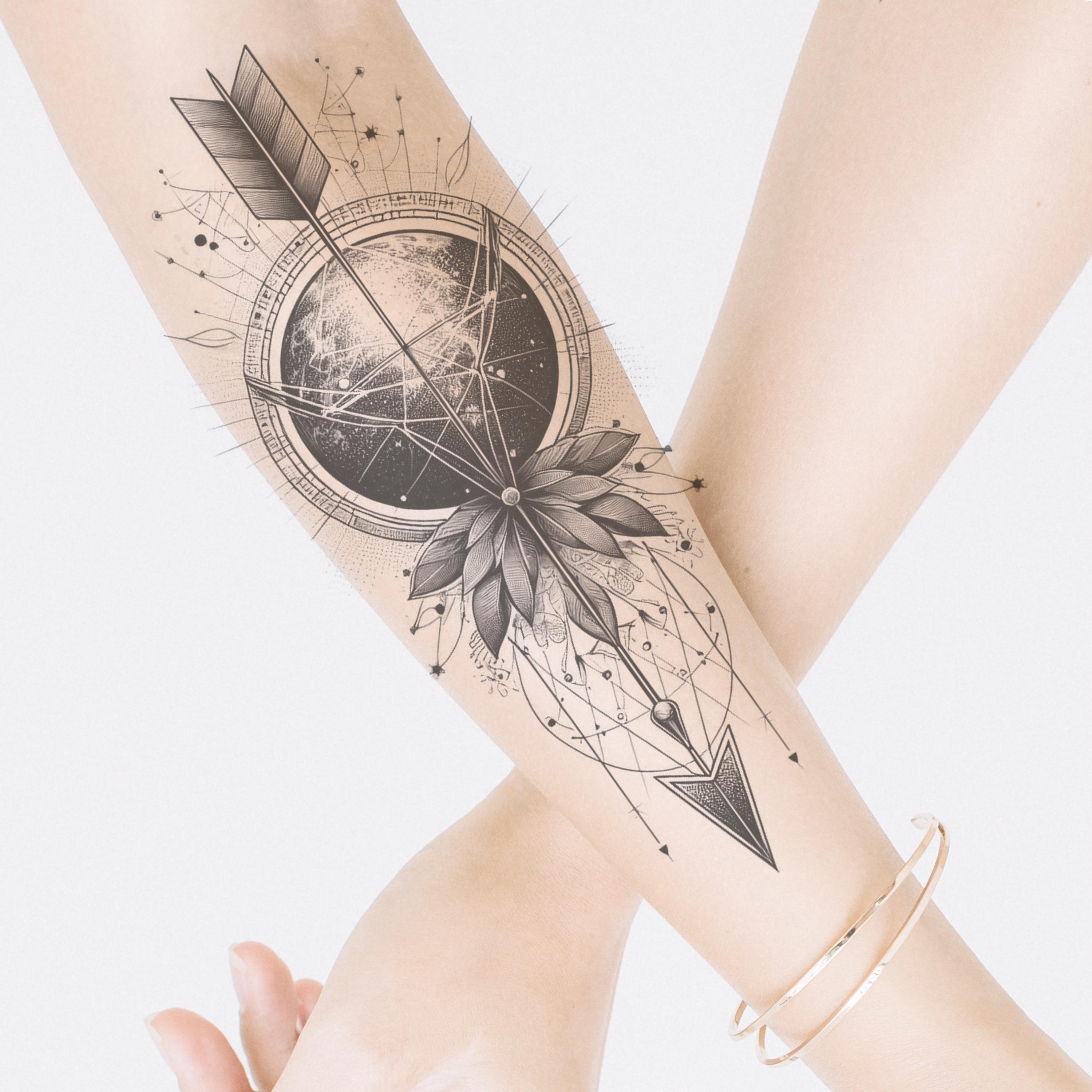Pfeil Erde Tattoo Design: Geometrisch Himmlisches Tattoo (digitaler  Download) - Etsy Österreich, image size:3000x3000