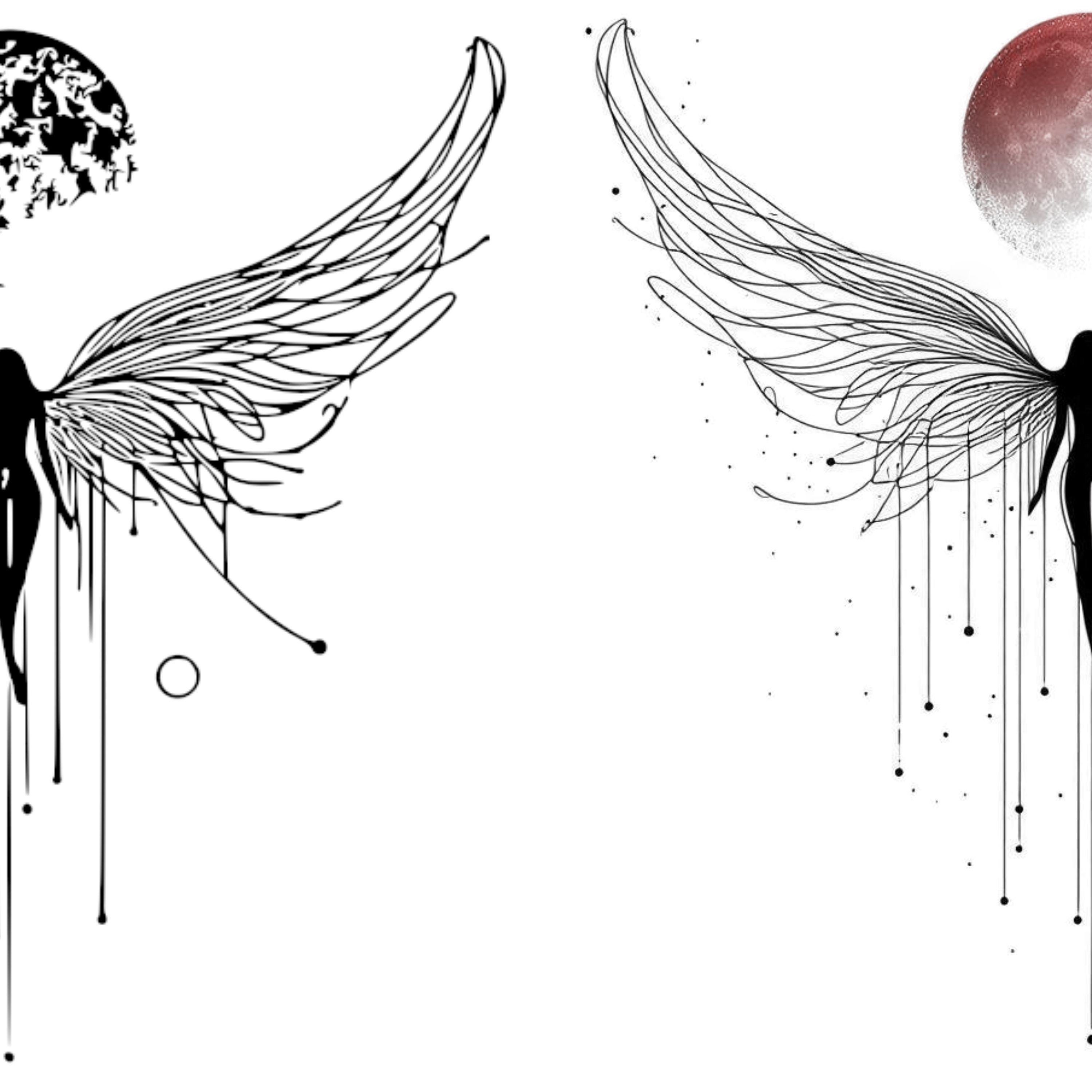 Angel Moon Tattoo Design: Printable Template (instant Download) - Etsy