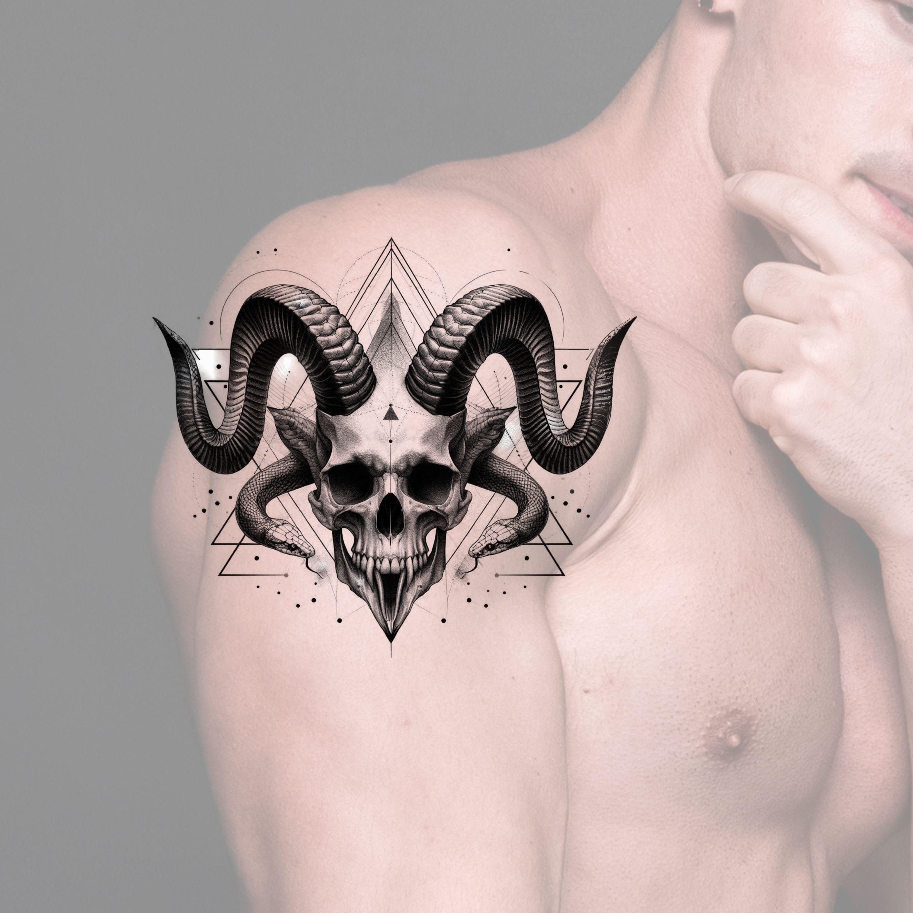 Stunning Ram Skull Tattoo Ideas, image size:3000x3000