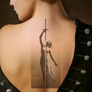 Greek Mythology Tattoo Design: Woman with Sword (Digital Download)